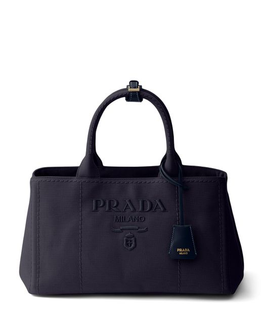 Prada Blue Large Canvas Jardinière Tote Bag