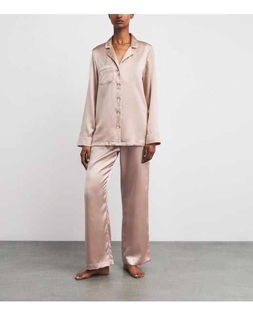 Derek Rose Pink Silk Bailey Pyjama Set
