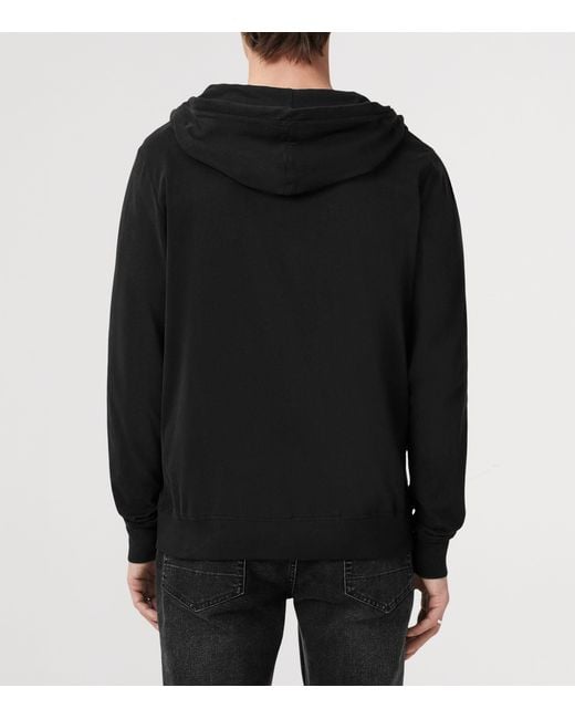 AllSaints Black Organic Cotton Brace Zip-Up Hoodie for men