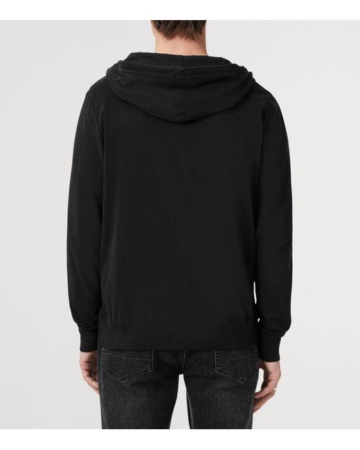 AllSaints Black Organic Cotton Brace Zip-Up Hoodie for men