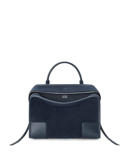 Loewe Blue Large Suede Amazona 180 Top-Handle Bag