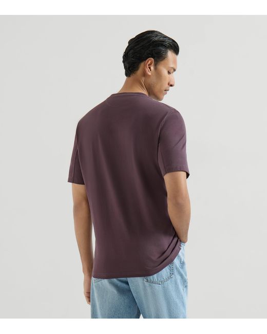 Brunello Cucinelli Purple Cotton Logo T-Shirt for men
