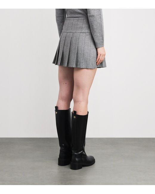 MAX&Co. Gray Wool-Blend Pleated Mini Skirt