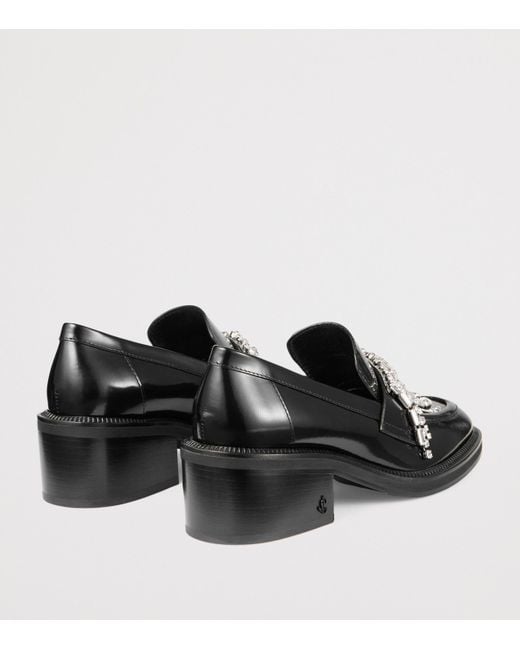 Jimmy Choo Black Tylor 60 Leather Heeled Loafers