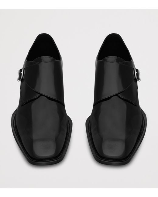 Saint Laurent Black Leather Connor Buckled Monk Shoes