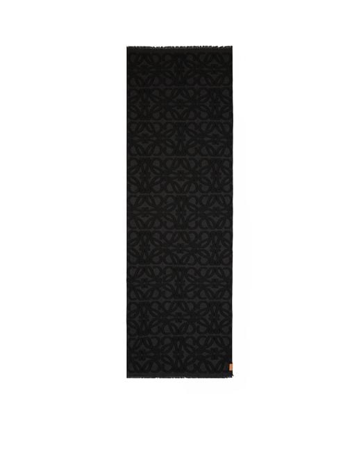 Loewe Black Wool-Silk Anagram Scarf