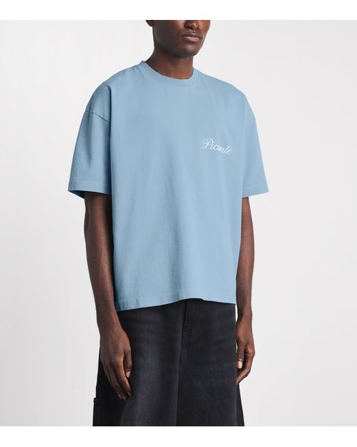 Picante Blue Organic Cotton Tailor Logo T-Shirt for men