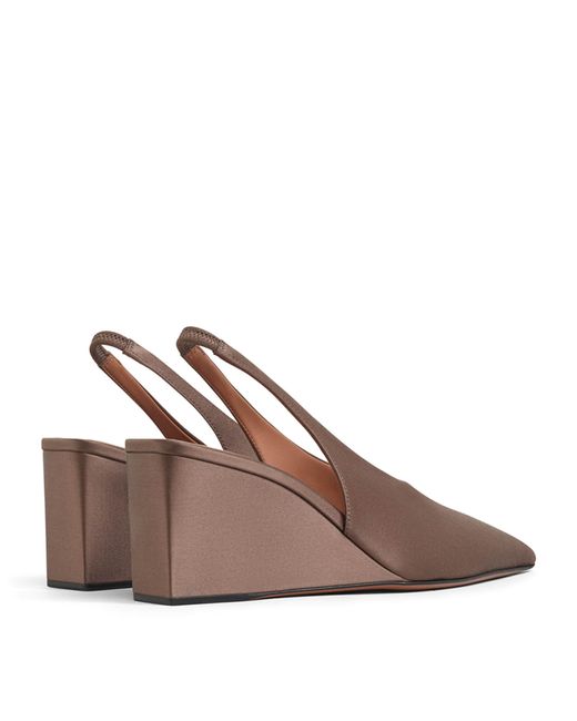 Alaïa Brown Satin Cube Slingback Wedges 75