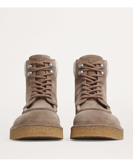 Bottega Veneta Brown Suede Haddock Lace-Up Boots for men