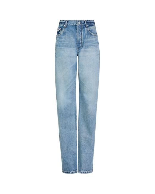 Alaïa Blue Distressed Mid-Rise Straight Jeans