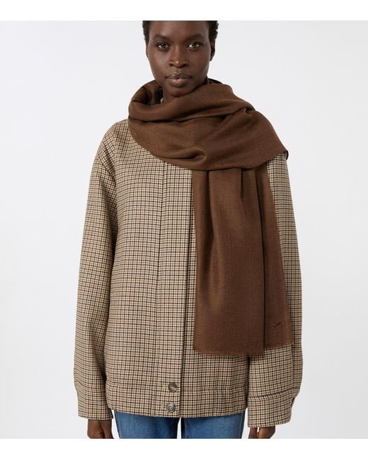 Weekend by Maxmara Brown Cashmere-Silk Scarf