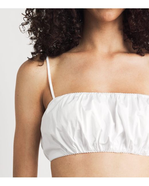 Staud White Stretch-Cotton Fiore Crop Top