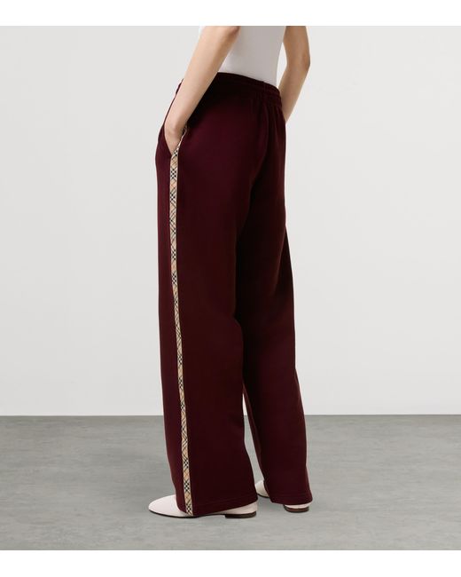 Burberry Purple Cotton Check-Tape Sweatpants