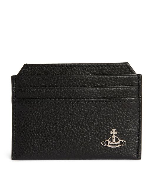 Vivienne Westwood Grained Leather Orb Card Holder in Black for Men ...