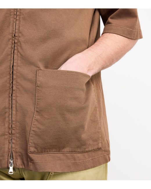Barena Brown Cotton Zip-Up Overshirt for men
