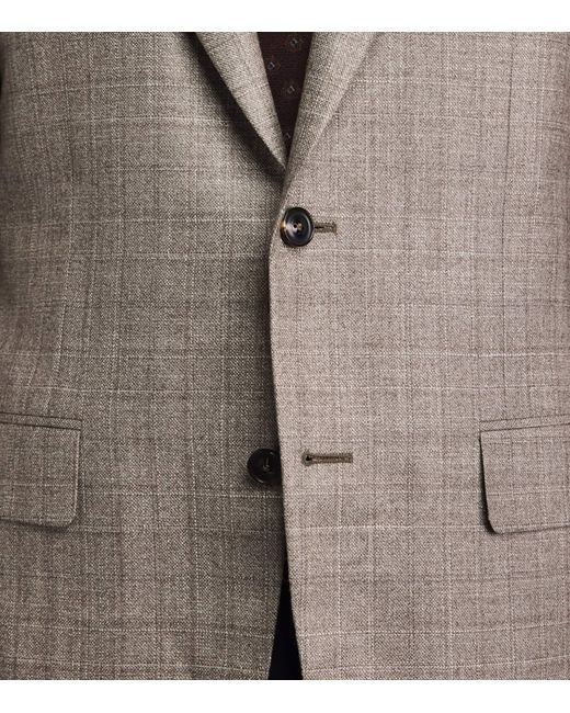Canali Brown Silk-Cashmere Check Blazer for men