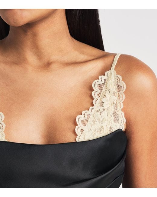 De La Vali Black Lace-Trim Kasai Mini Dress