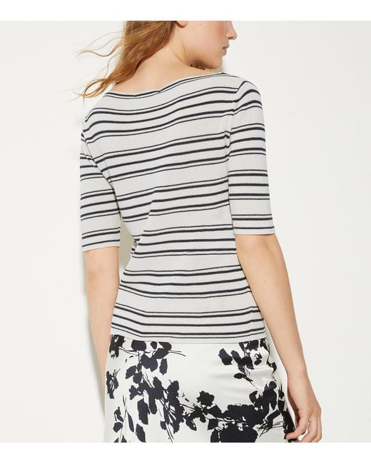 MAX&Co. Gray Stripe Boat-Neck Crop Top
