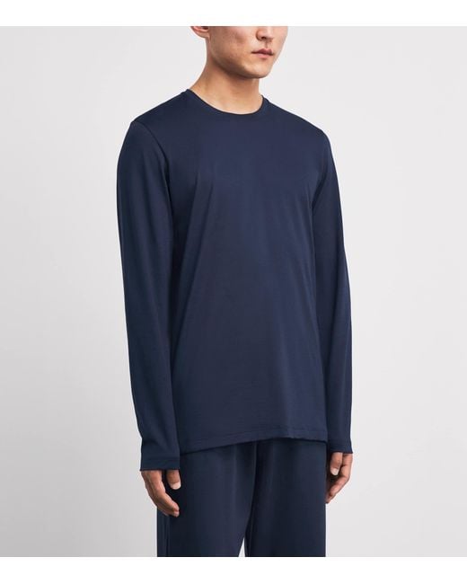 Hanro Blue Cotton Night & Day T-Shirt for men