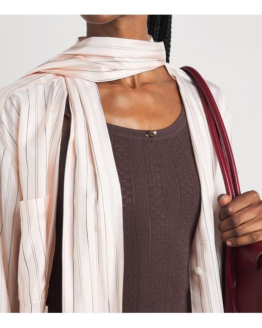 Sandro Brown Pointelle Bow-Detail Tank Top