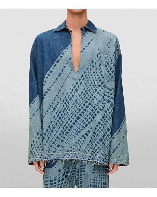 Loewe Blue X Paula's Ibiza Denim Spread-collar Shirt for men