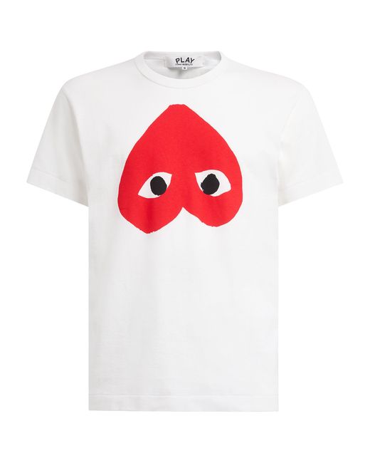 Comme des Garçons Red Cotton Upside Down Heart T-Shirt for men