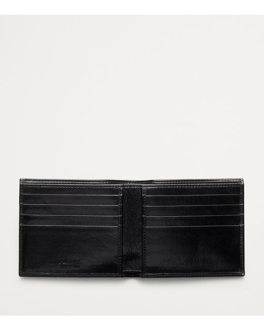 Prada Black Leather Triangle Wallet for men