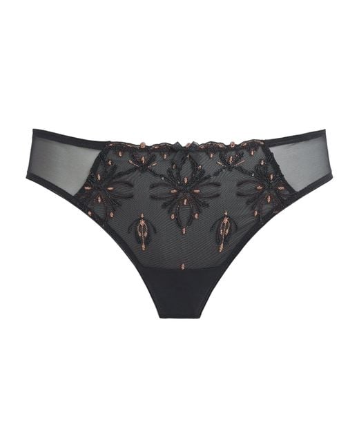 Chantelle Gray Lace Champs Elysées Tanga Briefs