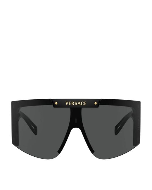 Versace Black Acetate Shield Sunglasses