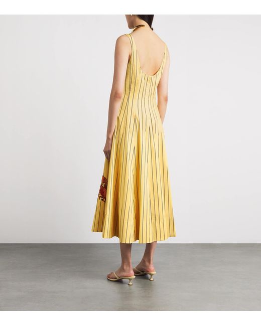 Staud Yellow Stripe Wells Midi Dress