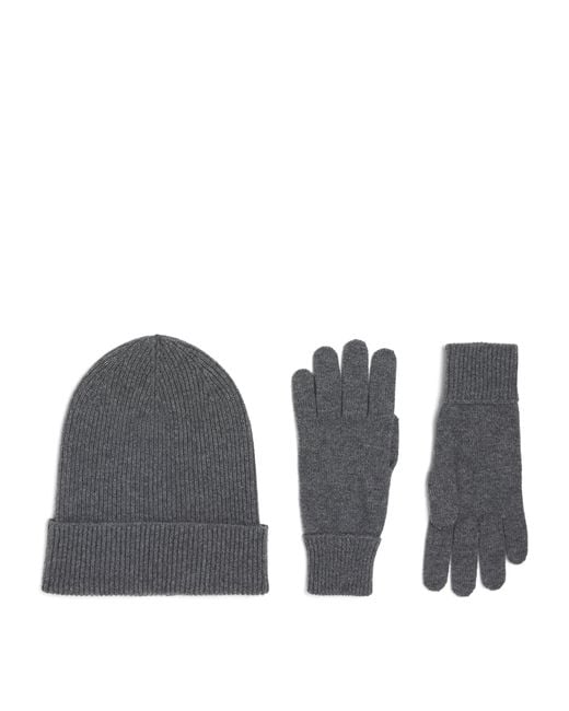 Johnstons Gray Cashmere Hat And Gloves Gift Set