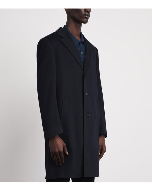 Canali Blue Wool-Cashmere Overcoat for men