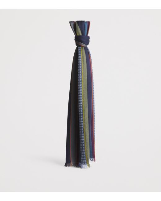 Paul Smith Blue Wool-Silk Artist Stripe Scarf for men
