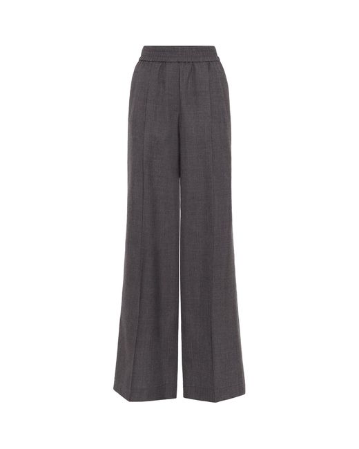 Brunello Cucinelli Gray Virgin Wool Elasticated Waistband Tailored Trousers