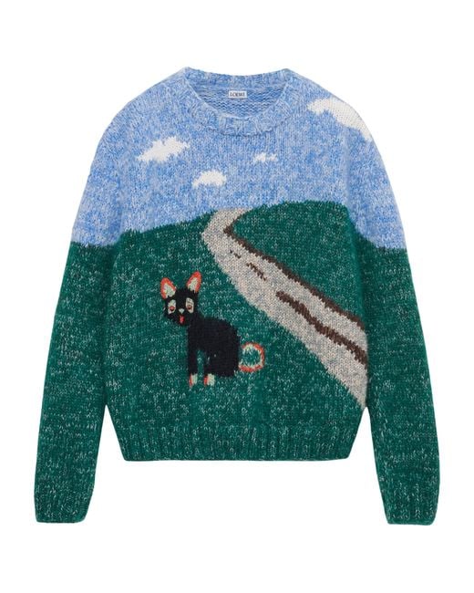 Loewe Blue X Louis Wain Wool-Blend Cat Sweater