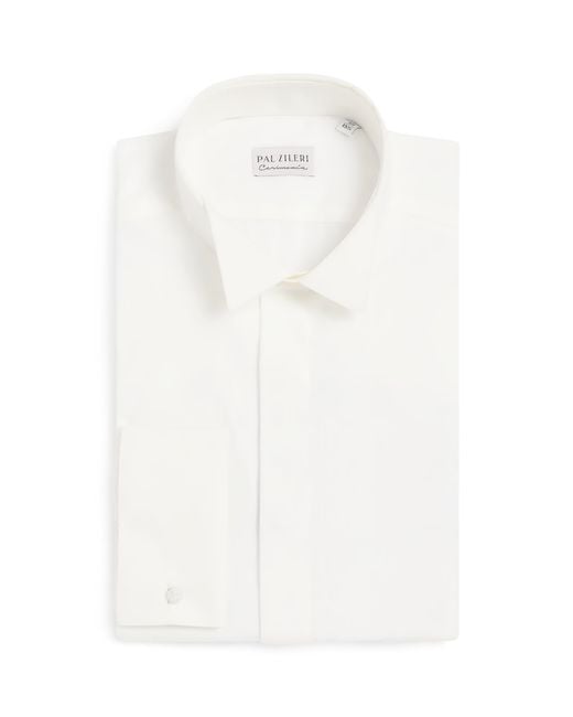 Pal Zileri White Cotton Concealed-Placket Shirt for men