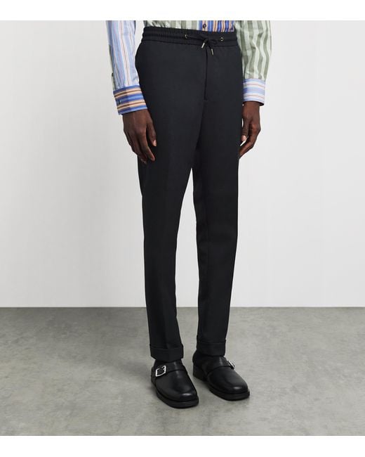 Paul Smith Black Wool Drawstring Chinos for men
