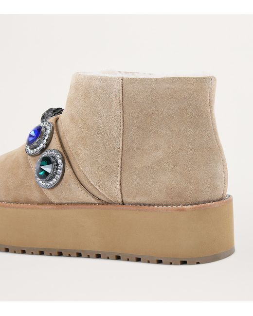 Kurt Geiger Natural Suede Embellished Octavia Boots
