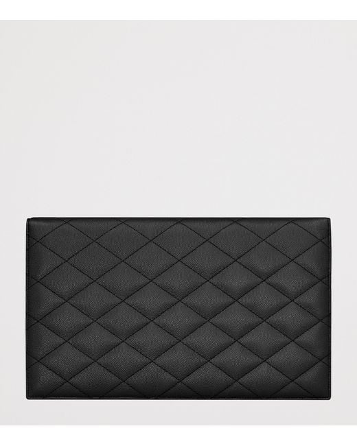 Saint Laurent Black Leather Quilted Uptown Clutch Bag