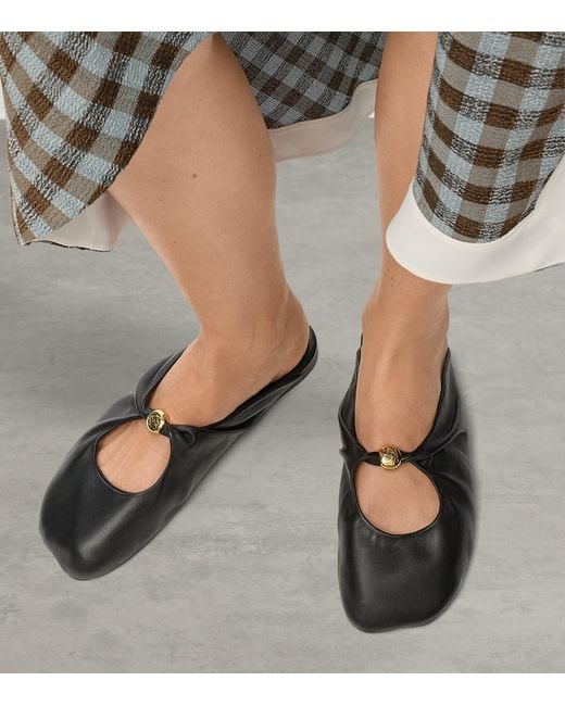 Loewe Black Leather Pebble Mules
