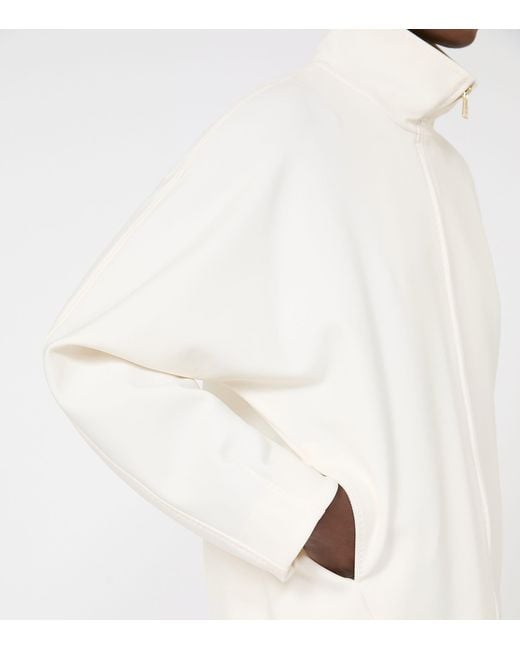 Max Mara White Jersey High-Neck Jacket