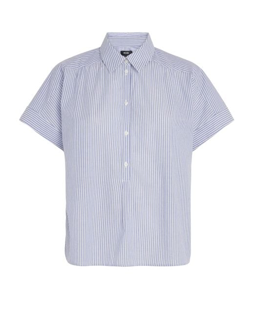 ME+EM Blue Cotton Voile Stripe Blouse