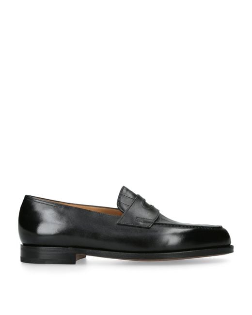 John Lobb Black Croc-Embossed Leather Lopez Loafers for men