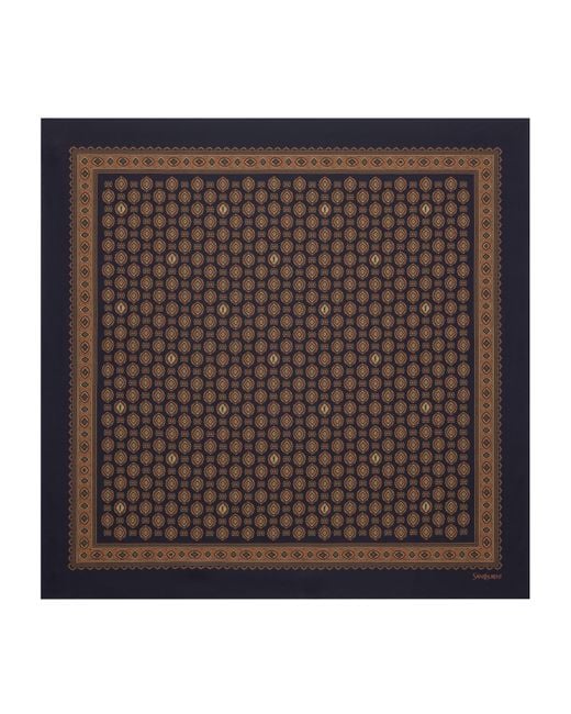 Saint Laurent Black Silk Medallion Print Scarf