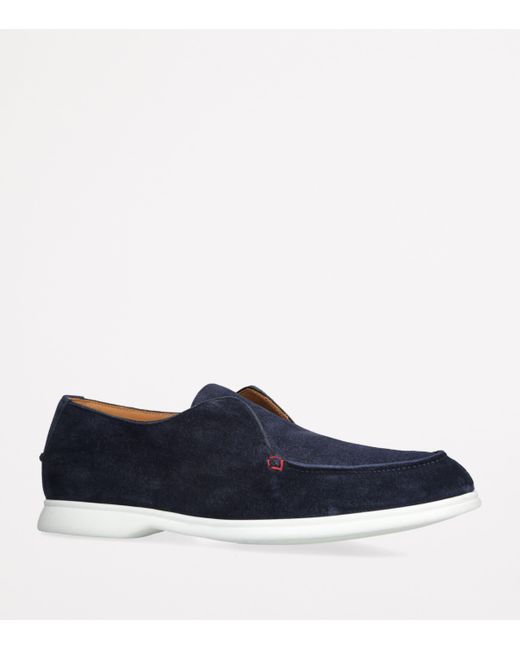 Kiton Blue Suede Slip-On Loafers for men