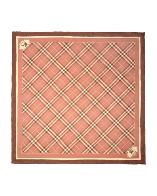 Burberry Pink Silk Knight Stamp Scarf
