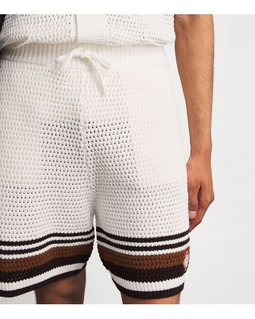 Casablanca White Crochet Stripe Shorts for men