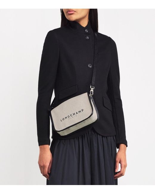 Longchamp Gray Canvas Essential Cross-Body Bag