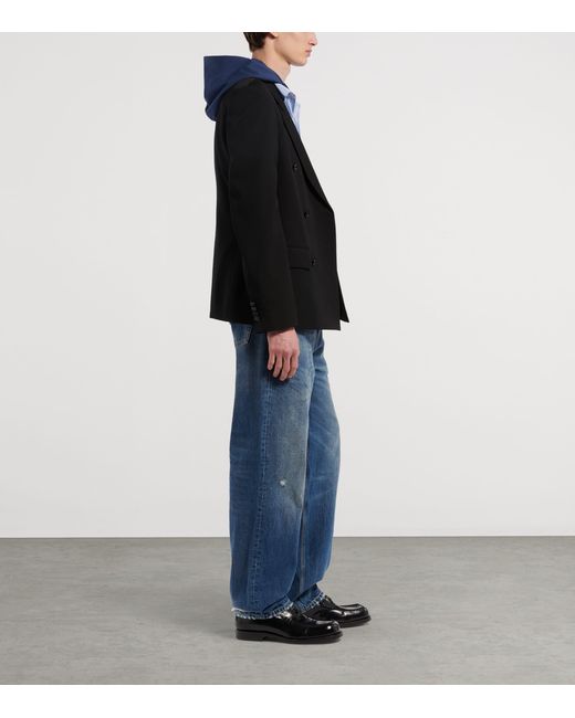 Balenciaga Black Wool Double-Breasted Jacket for men