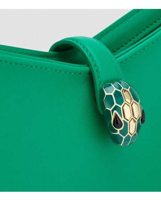 BVLGARI Green Leather Serpenti Baia Shoulder Bag